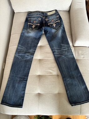 Rock Revival Women's Dark Indigo Bootcut Jeans with Embroidered Pockets